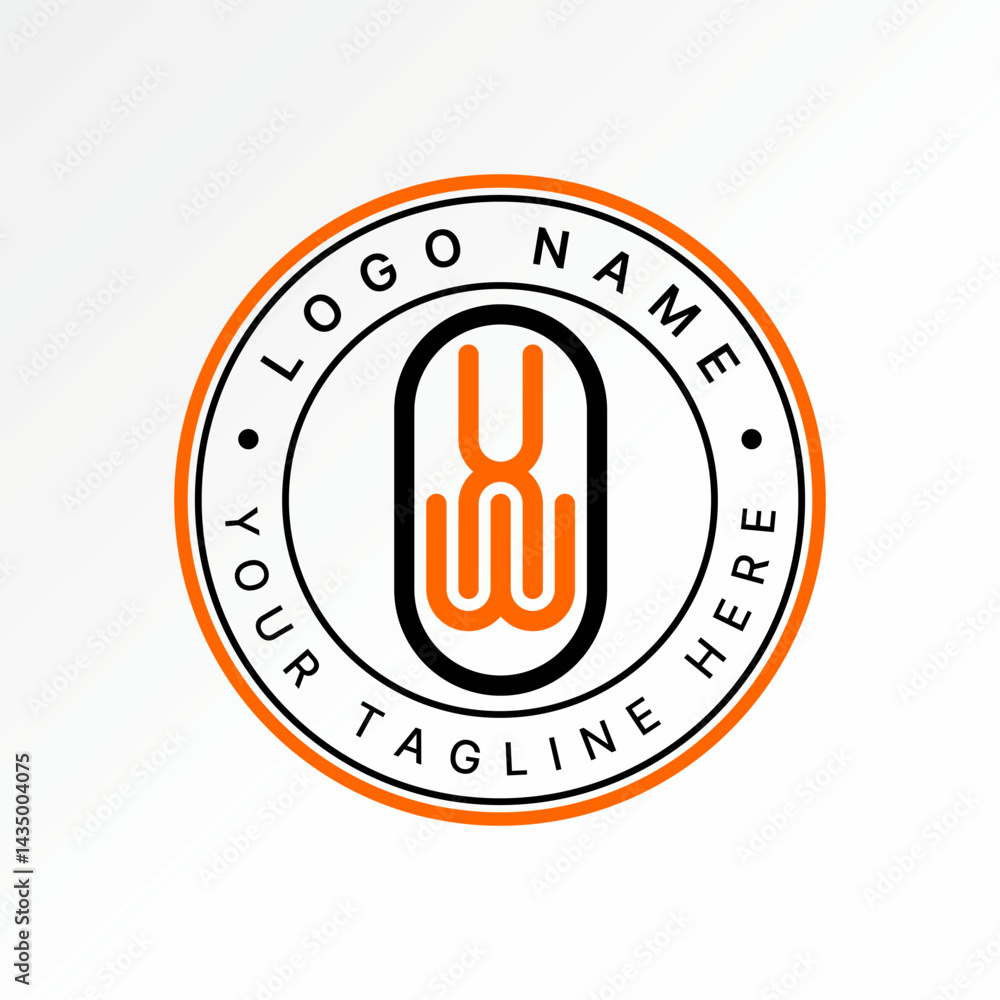 Aufkleber logo design graphic concept creative premium vector stock image top sell initial hw unw line font to