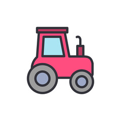 Fototapeta premium Tractor colored icons, minimalist vector illustration ,simple transparent graphic element .Isolated on white background