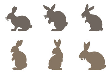 Hare Silhouette Icon Set. Animal Illustration Design