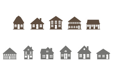 House Building Silhouette Icon Set
