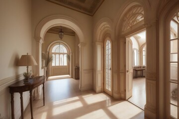 Obraz premium Sunlit beige hallway