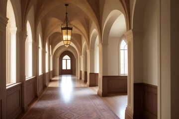 Sunlit beige hallway