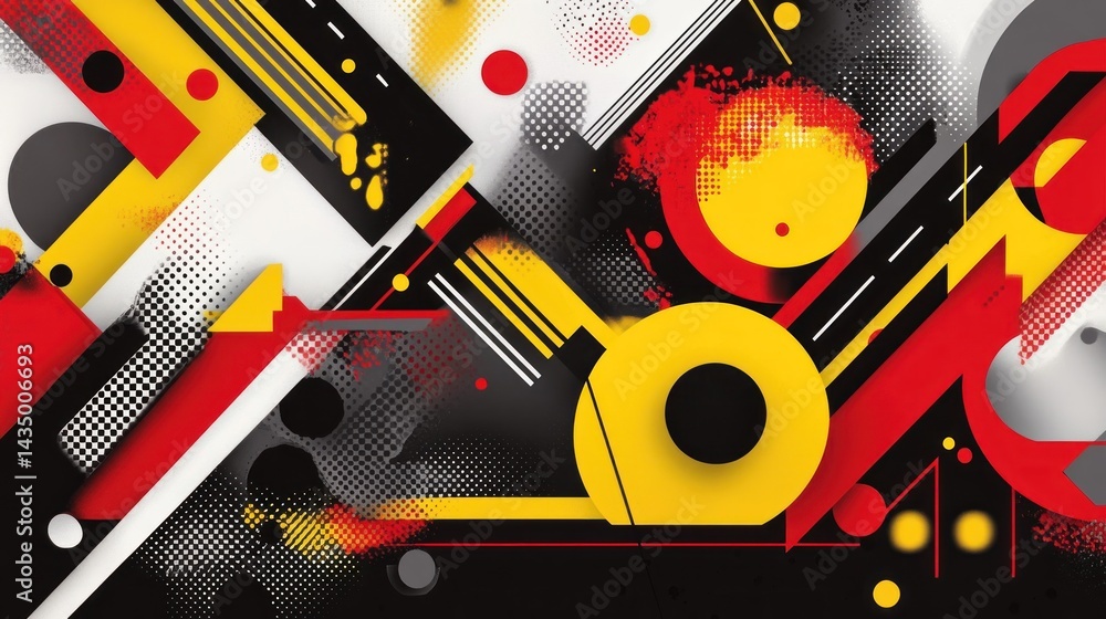 Poster abstract geometric design with bold colors and dynamic shapes