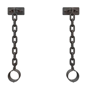 Old Shackles, 3d illustration isolated on white background