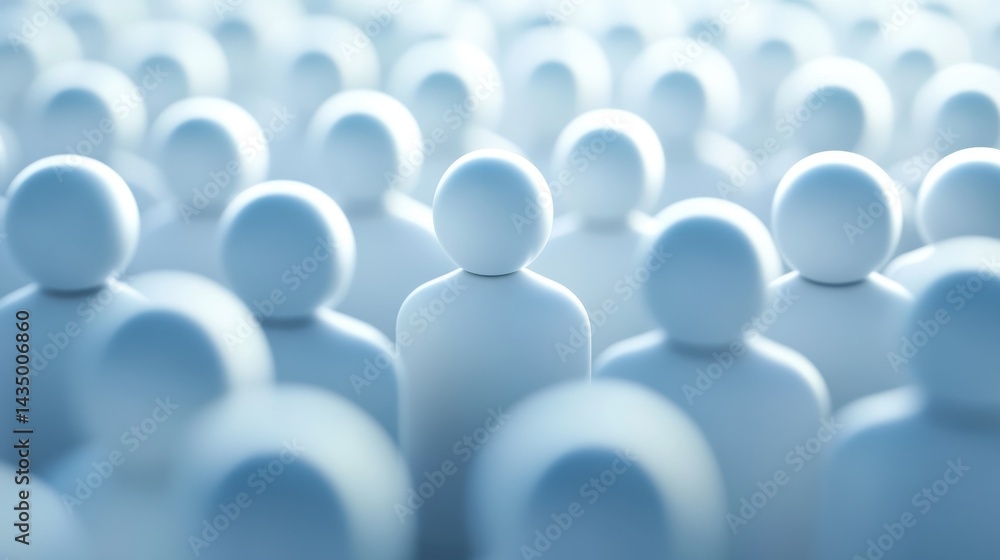 Poster a mesmerizing arrangement of white figurines symbolizes unity and diversity. this conceptual image c