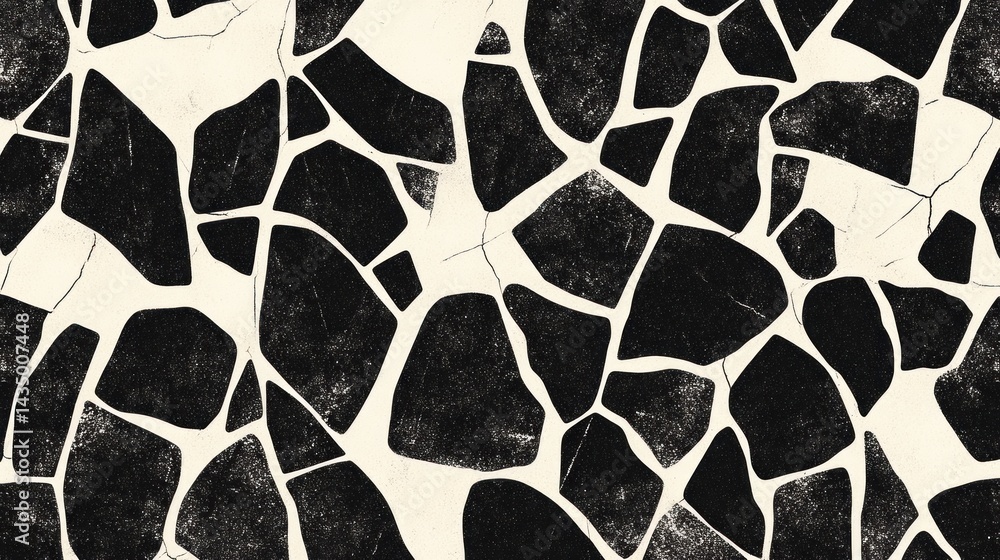 Poster abstract mosaic pattern with textured, broken pieces on a light background