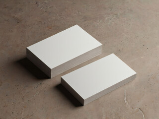 Minimalist business card mockup on cream stone surface