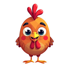 Fototapeta premium Cute cartoon chicken illustration on transparent background with cheerful mood and vibrant colors