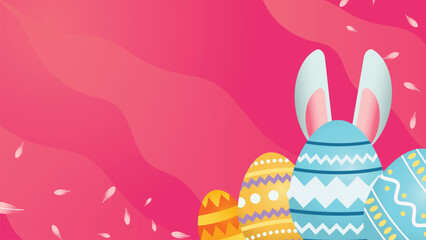 Easter with Egg and Rabbit Vector Background