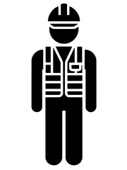 Full body construction worker icon