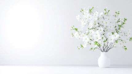 Fototapeta premium White flowers in vase on white background