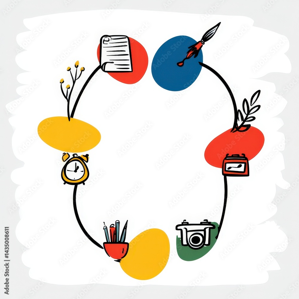 Poster creative process flowchart illustration of workflow design and time management