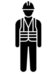 Full body construction worker icon
