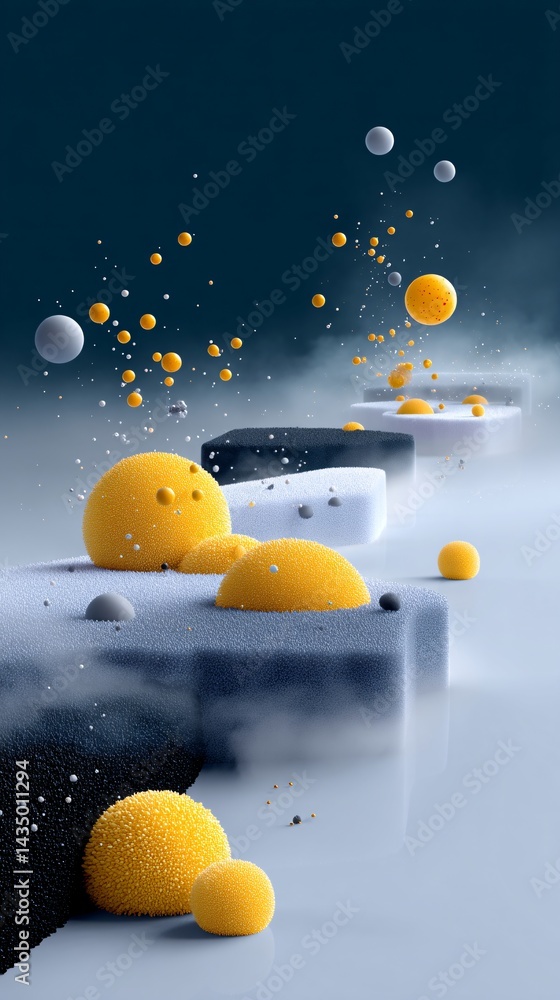 Poster a mesmerizing abstract interpretation of the cosmos, blending celestial elements with futuristic dig