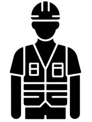 Full body construction worker icon