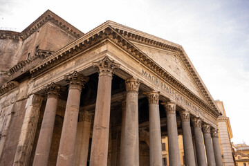 Naklejka premium The Pantheon is an ancient 2nd century Roman temple and, since AD 609, a Catholic church in Rome, Italy. It is perhaps the most famous, and architecturally most influential, rotunda.
