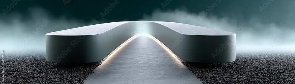 Poster a surreal cosmic bridge formed by celestial waves and digital particles, leading into a luminous vor