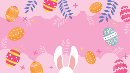 Easter with Egg and Rabbit Vector Background