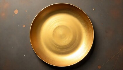 golden metal brushed wide textured plate created with generative ai.