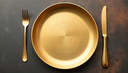 golden metal brushed wide textured plate created with generative ai.