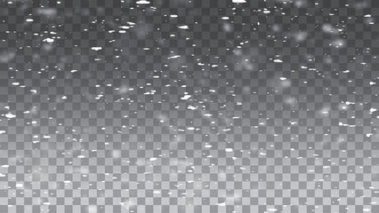 Vector snowfall isolated. Winter background. Snow overlay illustration.
