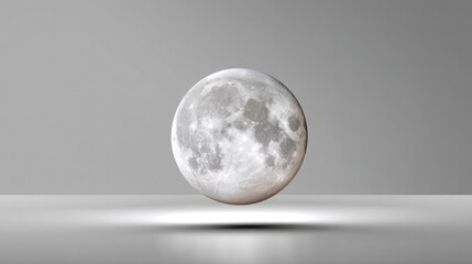 Lunar Orb in Cosmos: A surreal, high-definition view of a full moon floating serenely, casting a soft glow, evoking the mysteries of the cosmos.