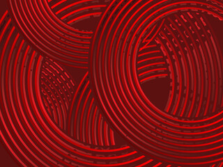 Abstract red glowing geometric lines on dark red background. Modern shiny red circle lines pattern. Futuristic technology concept, perfect for covers, posters, banners, brochures, websites, etc.	