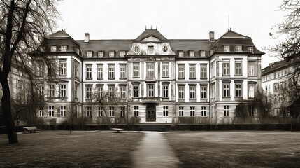 Fototapeta premium College building in Baroque style architecture in an urban environment cityscape