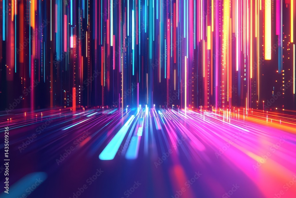 Poster a symphony of light abstract streams of vibrant colors create a dynamic atmosphere