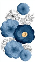 Blue Floral Watercolor Painting  Botanical Illustration  Abstract Art Print  Stylish Home