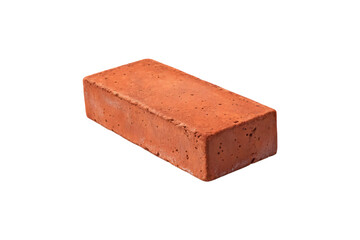 A realistic red clay brick with rough surface texture, used commonly in construction and architecture, isolated on a transparent background