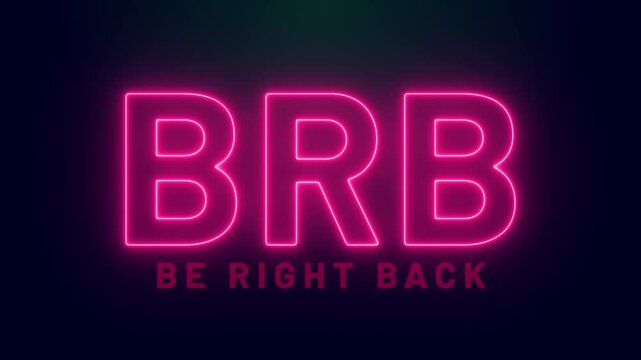 BRB motion text video. A stylish animated text featuring the phrase Be Right Back in smooth, modern motion. Perfect for live streams, video pauses, social media content, gaming breaks, and creative ed