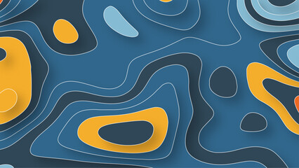 Abstract colorful 3D multi layer paper cut liquid geometric pattern topography background. Vector illustration.