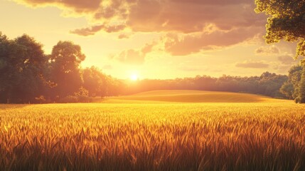 Golden Wheat Field at Sunset