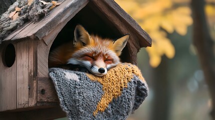 A fox resting on a fluffy cloud, dreamy soft minimal style