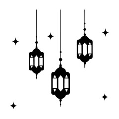 ramadan lantern vector art, shining ramadan lantern, decorative islamic lantern and moon artwork.