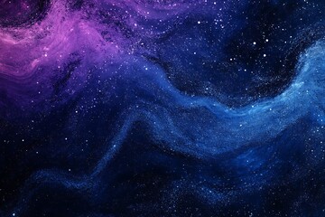 Fototapeta premium Cosmic bokeh effect with purple, blue, and black particles creating a vibrant, dreamy space atmosphere.