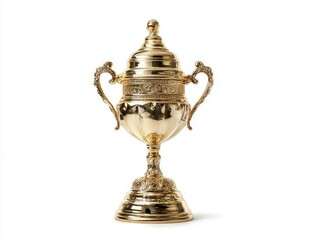 Fototapeta premium a gold trophy, studio lighting, isolated on a clean white background, photo-realistic, sharp focus, product photography
