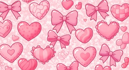 Pink Paradise A Symphony Of Hearts Sweetheart Reverie Bowtiful Heartscape Love In Bloom Hearts And Bows Pretty Pink Pattern Tender Heart Designs Rosy Romance Heartfelt Harmony AI Generated