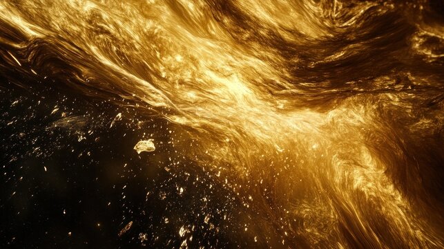 Golden ethereal nebula swirling in cosmic space