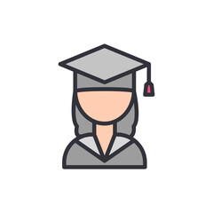 College student colored icons, minimalist vector illustration ,simple transparent graphic element .Isolated on white background