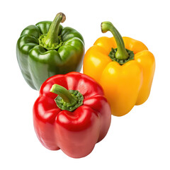 bell pepper trio png red yellow green peppers png mixed capsicum png colorful vegetables png transparent background image