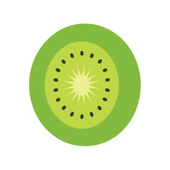 Fototapeta premium Minimal kiwi slice with green flesh and seeds isolated on white background