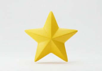 Fototapeta premium A single yellow star standing upright isolated on white background
