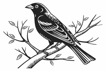 Fototapeta premium tanager sihouette black vector white