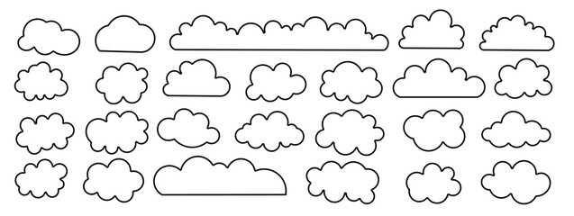 Seth Clouds. Coloring book. Vector line illustration on white background. Doodle Editable.
