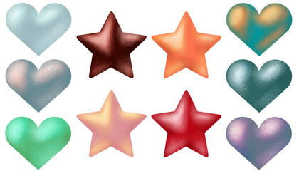 キラキラしたハートとスターのセット