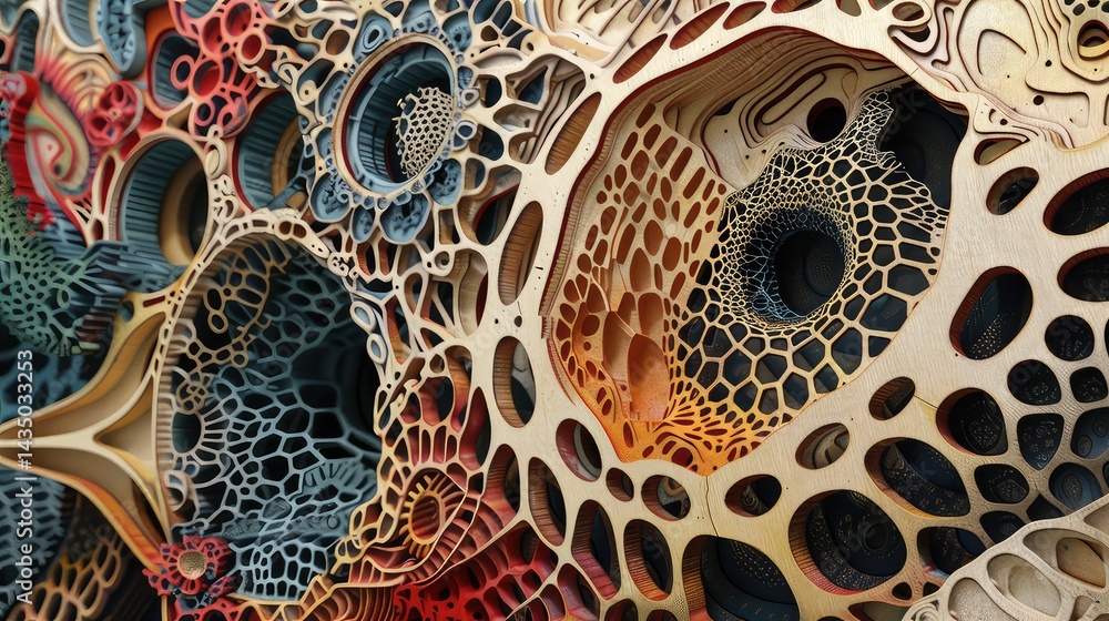Fototapete intricate abstract organic structure design rendering