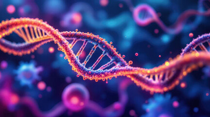 DNA strand with microbiome elements in biotechnology context