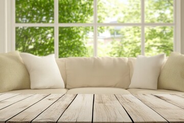 A Bright and Airy Interior Comfortable Window Seat Overlooking Verdant Greenery Outside